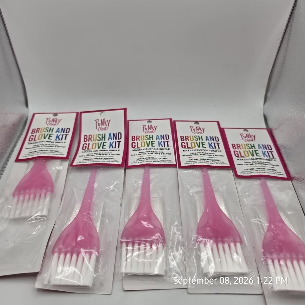 Punky Colour Brush & Glove Kit Hair Dye Tool for Bleaching Highlighting Tint 5pk